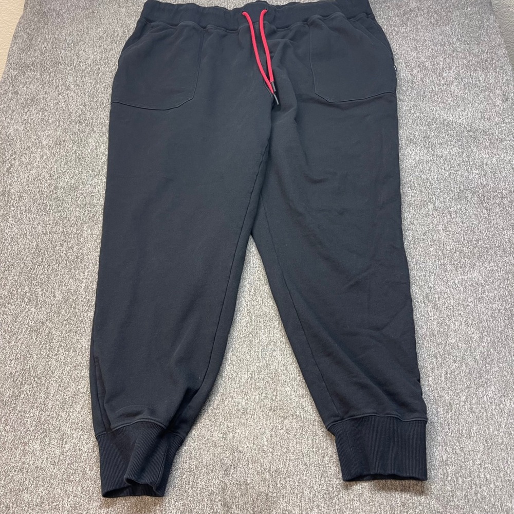 TomboyX Mens Black 100% Cotton French Terry Jogger Sweatpants Red Drawstring 4XL